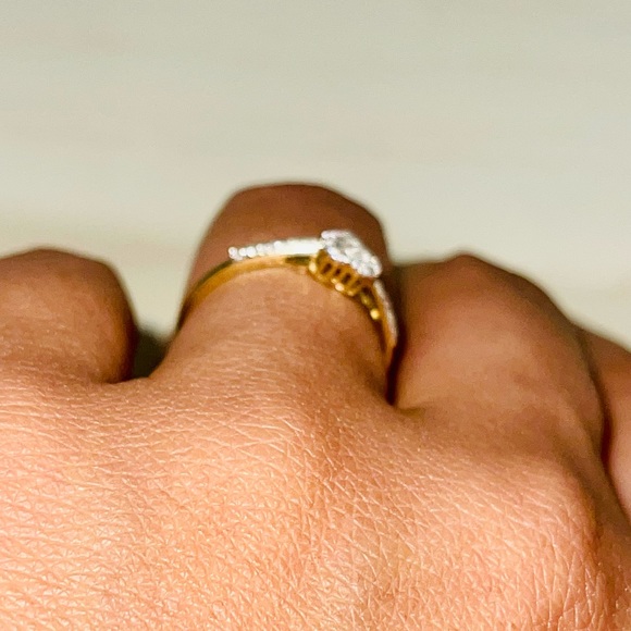 10K YELLOW GOLD REAL DIAMOND SLENDER HEART RING NOT PLATED NOT CZ FREE APPRAISAL - Picture 9 of 9